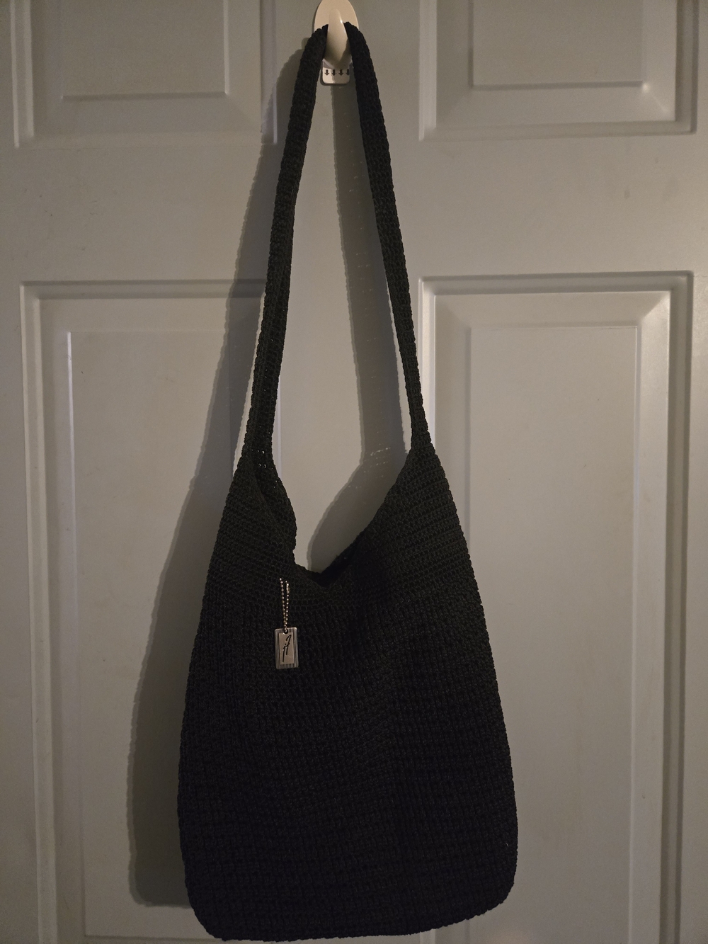 Jacqueline Ferrar Black Crochet Shoulder Bag
